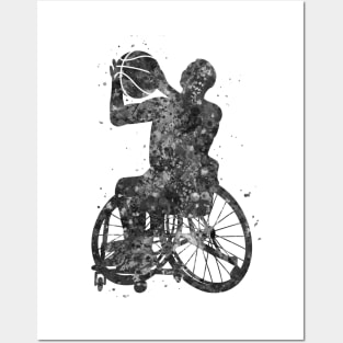 Wheelchair basketball black and white Posters and Art